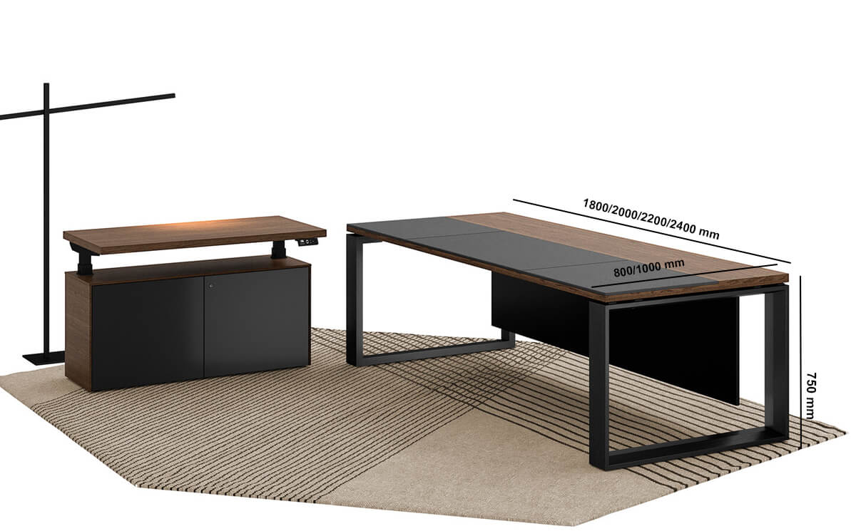 Ryder 1 – Executive Desk With Leather Details With Optional Credenza Unit Ryder 1 – Executive Desk With Leather Details With Optional Credenza Unit