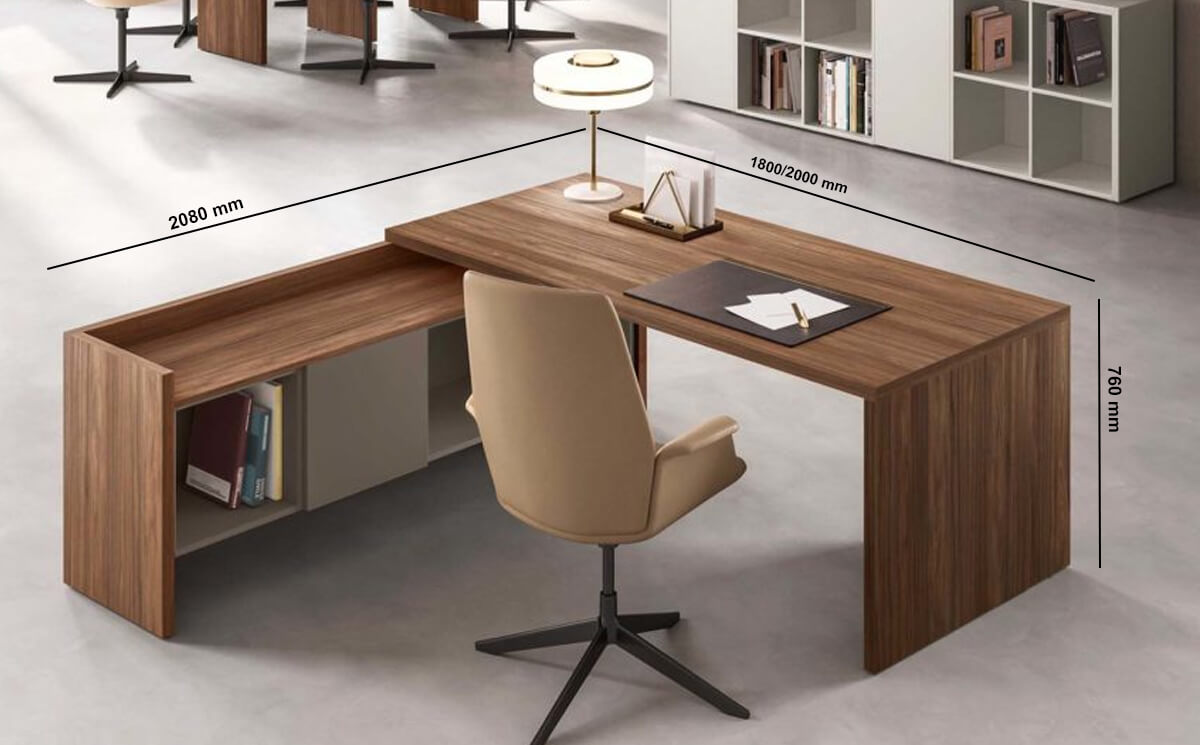 Seoul – Wood Finish Executive Desk With Side Unit Seoul – Wood Finish Executive Desk With Side Unit