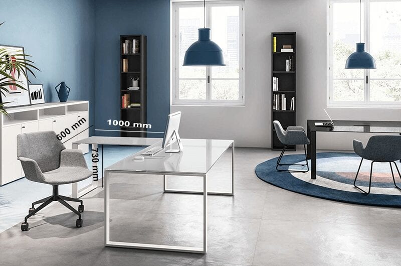 Gus – Ring Leg Glass Executive Desk with Optional Return Gus – Ring Leg Glass Executive Desk with Optional Return