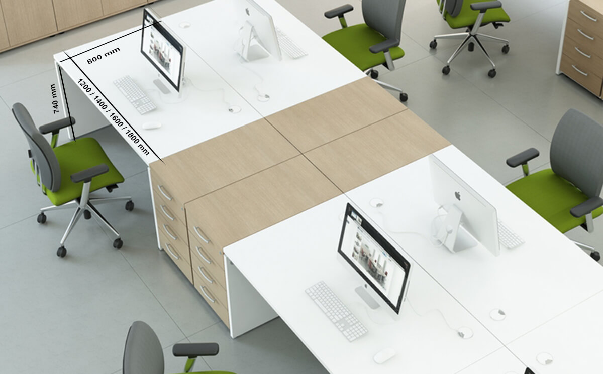 Size Noah – White Operational Office Desk With Slab Leg Size Noah – White Operational Office Desk With Slab Leg
