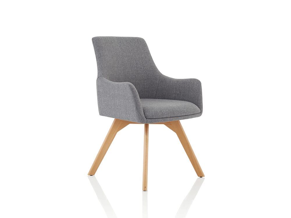 Solo – Grey Fabric Wood Finish Leg Armchair Solo – Grey Fabric Wood Finish Leg Armchair