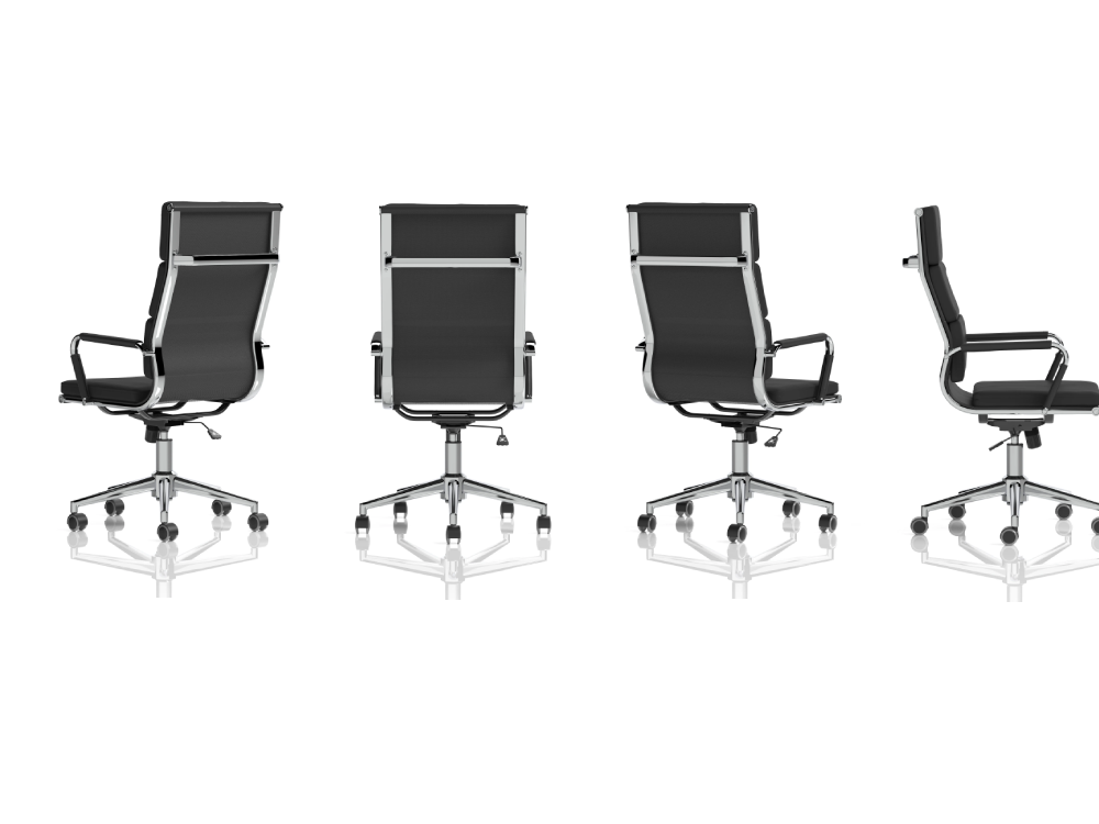 Milan – Black Leather Chrome Executive Chair 02 Img