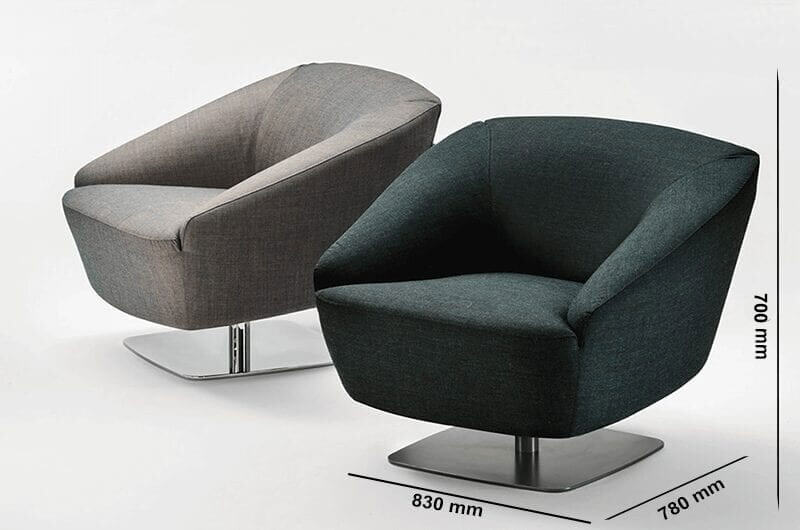 Santos – Medium Back Armchair With Metal Square Base Size Image Santos – Medium Back Armchair With Metal Square Base Size Image