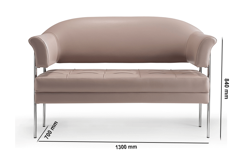 Carmella – Medium Back Two Seater Sofa With Chrome Frame Size Carmella – Medium Back Two Seater Sofa With Chrome Frame