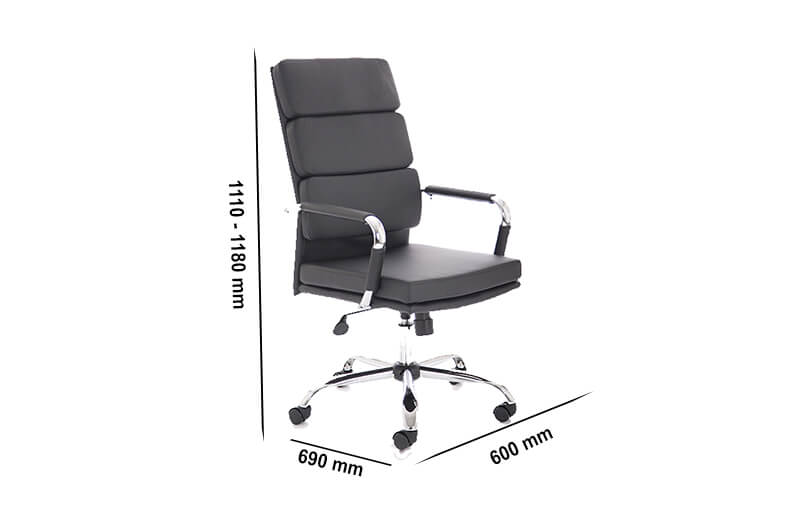 Emerson – Black Bonded Leather Executive Task Chair With Armrest Size Emerson – Black Bonded Leather Executive Task Chair With Armrest