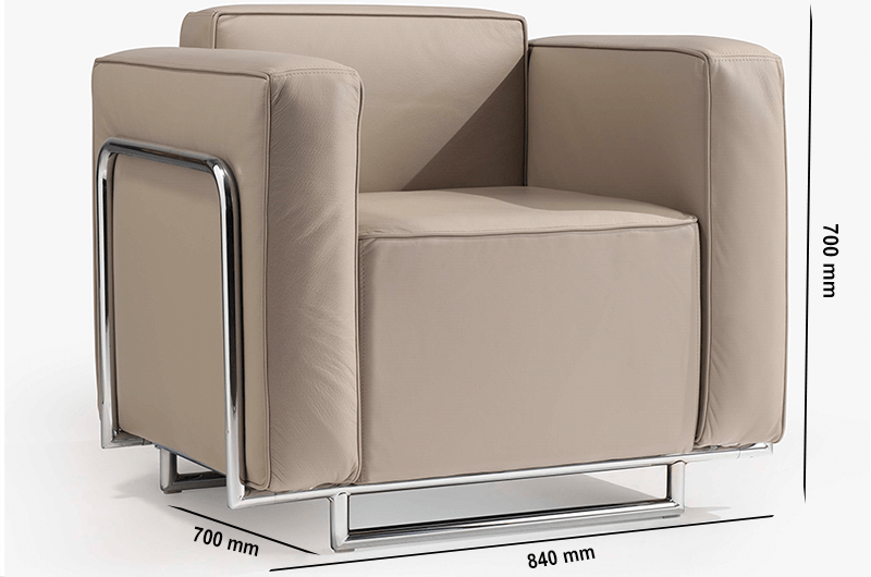 Emma – Low Back Armchair With Chrome Metal Frame Size Emma – Low Back Armchair With Chrome Metal Frame