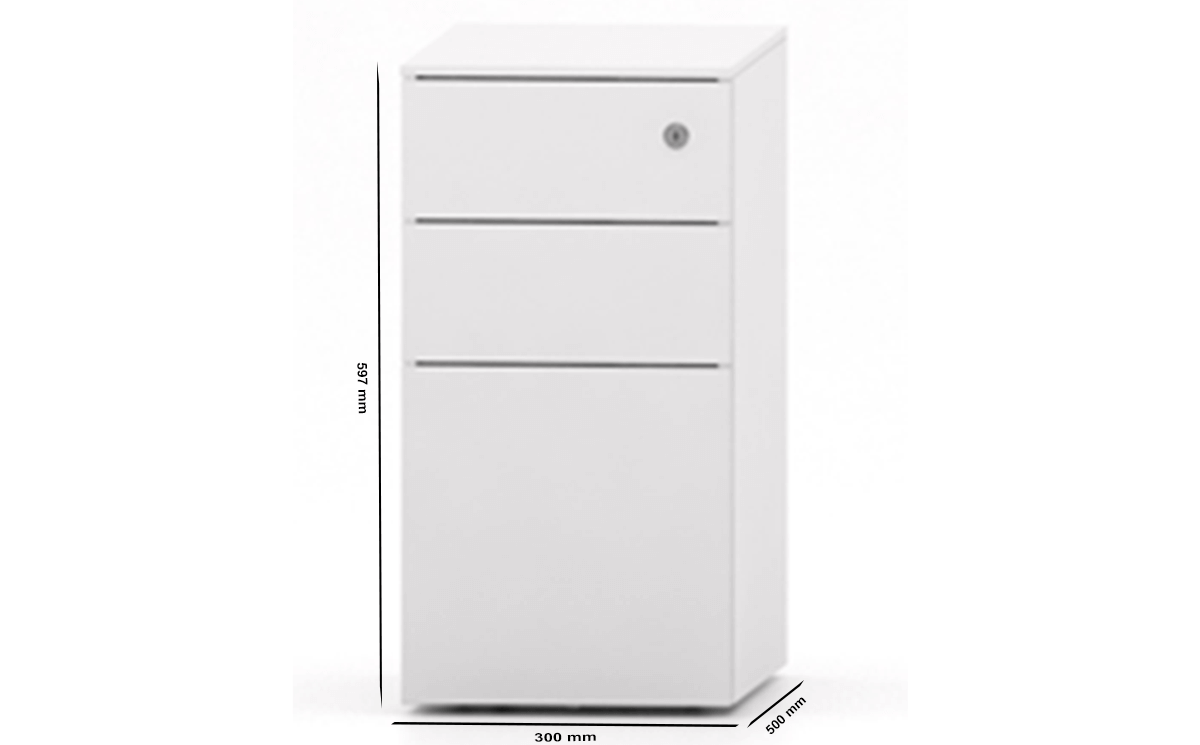 Jane – White Steel Mobile Desk Drawer Unit Size Jane – White Steel Mobile Desk Drawer Unit