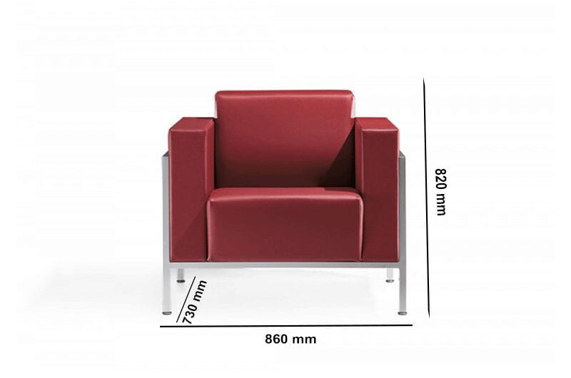Brooke – Block Armchair and Sofa in Multicolour with Chrome Frame Brooke – Block Armchair and Sofa in Multicolour with Chrome Frame