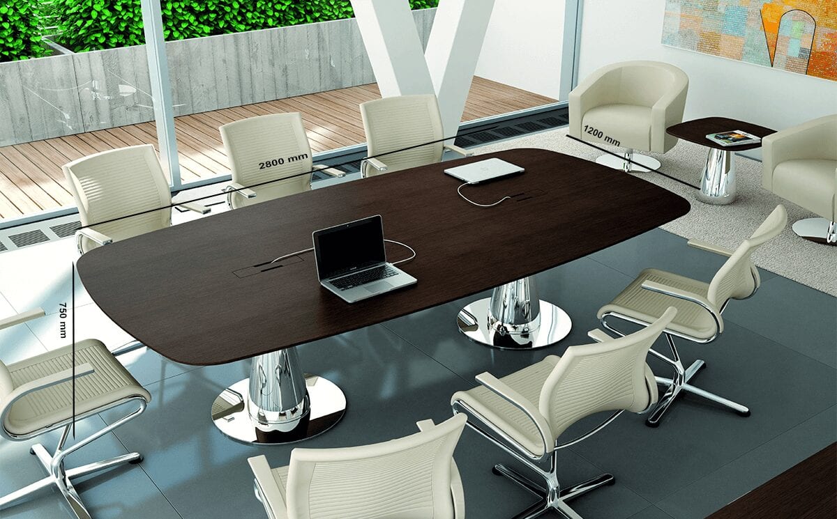 Banks – Oak Boardroom Table with Curved Edges Banks – Oak Boardroom Table with Curved Edges