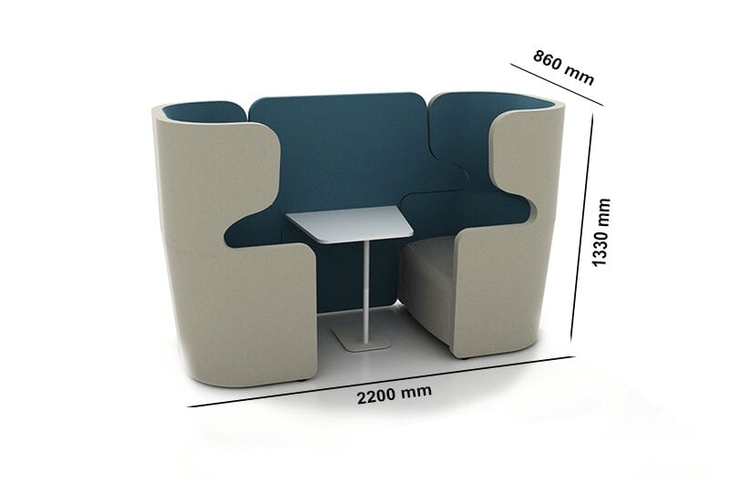 Tokyo – High Back 2, 4 and 6 Person Soundproof Pod With Optional Table Tokyo – High Back 2, 4 and 6 Person Soundproof Pod With Optional Table