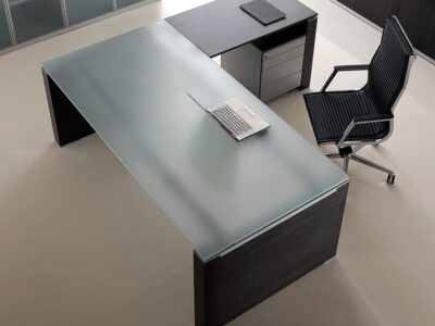 Kingsley 2 - Glass Executive Desk with Sturdy U Goalpost/Panel Legs and Optional Return