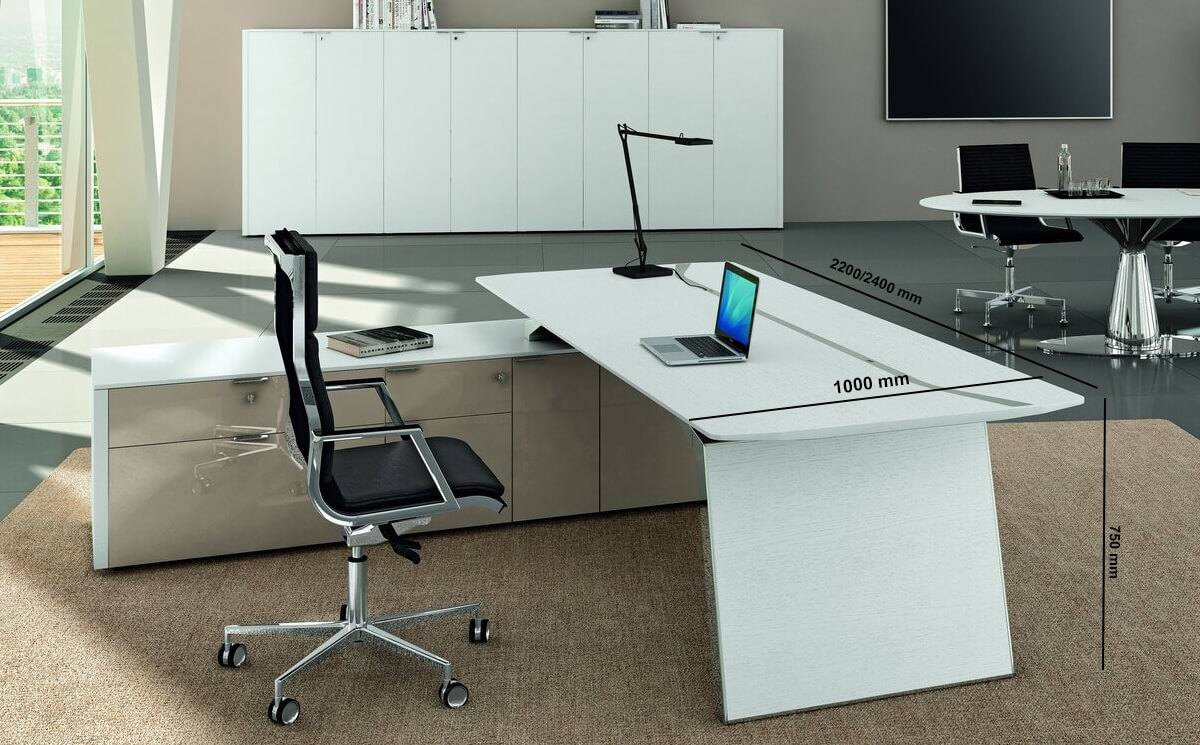 Futura – Modern Black Executive Desk With Solid Panel Legs And Optional Credenza Unit Futura – Modern Black Executive Desk With Solid Panel Legs And Optional Credenza Unit