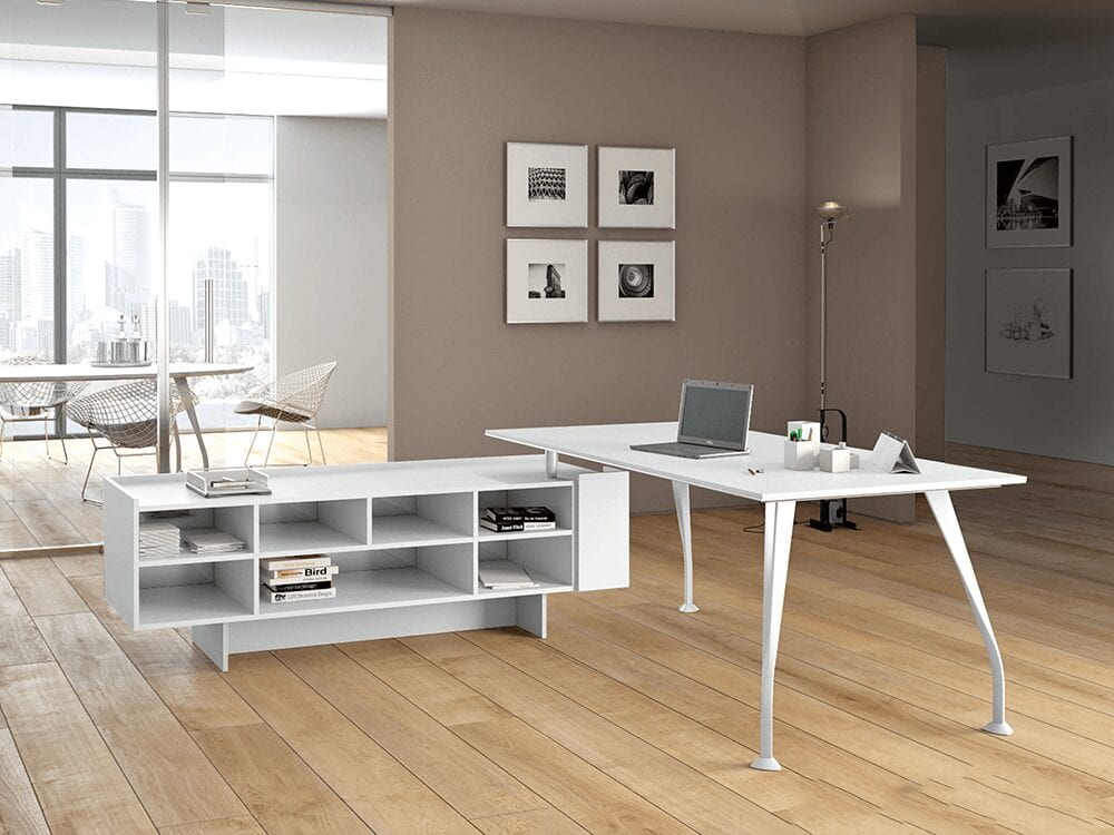 Zeta Executive Desk with stylish legs with Optional Return & Credenza Unit Zeta Executive Desk with stylish legs with Optional Return & Credenza Unit