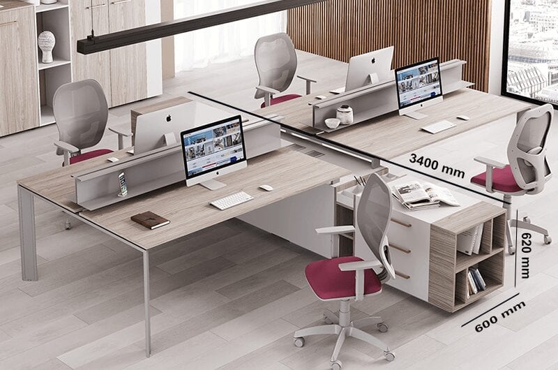 Viviana 2 - Contemporary office workstation desk for 2 or 4 with slim legs Viviana 2 - Contemporary office workstation desk for 2 or 4 with slim legs