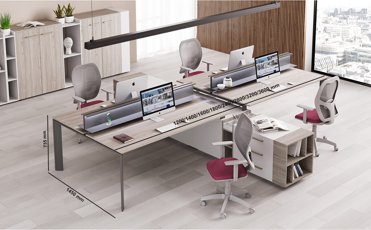 Viviana 2 Contemporary Office Workstation Desk For 2 Or 4 With Slim Legs Size Img Viviana 2 Contemporary Office Workstation Desk For 2 Or 4 With Slim Legs Size Img