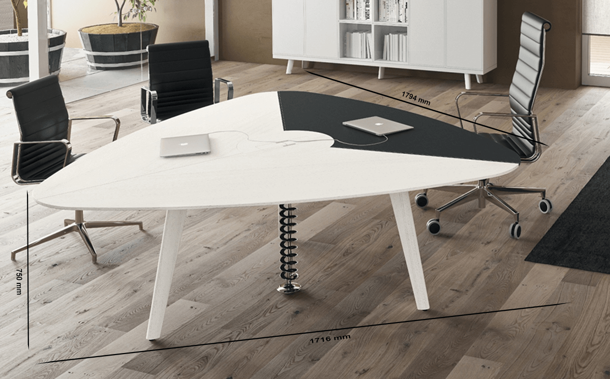 Size Rail Triangular Table 2 Wooden Tops,1 Covered In Leather Size Rail Triangular Table 2 Wooden Tops,1 Covered In Leather