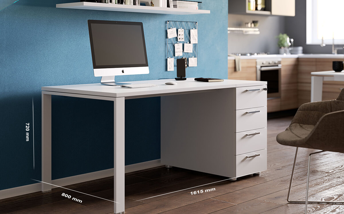 Practico – Modern U Leg Home Office Desk with 4 Drawer Pedestal Practico