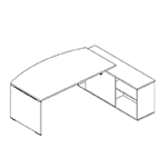 Curved Desk with Credenza Unit