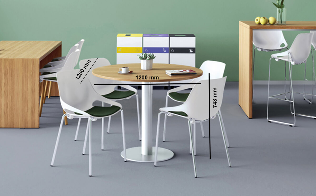Eloise Round Desk With Central Round Base Dimension Image Eloise Round Desk With Central Round Base Dimension Image