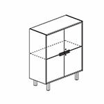 L1036 x D460 x H1255 (2 Pair Glossy Acrylic Doors with Handle and 1 Fixed Shelves)
