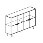 L2036 x D460 x H1255 (4 Pair Glossy Acrylic Doors with Handle and 2 Fixed Shelves)