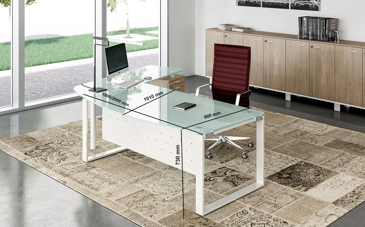 Bonnie 1 – Glass Top Ring Leg Executive Desk With Rounded Front Optional Return And Pedestal Bonnie 1 – Glass Top Ring Leg Executive Desk With Rounded Front Optional Return And Pedestal