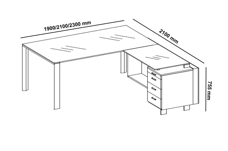 Enrique 3 Glass Top Ring Leg Executive Desk With Optional Return & Pedestal Unit Size Img 01 Enrique 3 Glass Top Ring Leg Executive Desk With Optional Return & Pedestal Unit Size Img 01