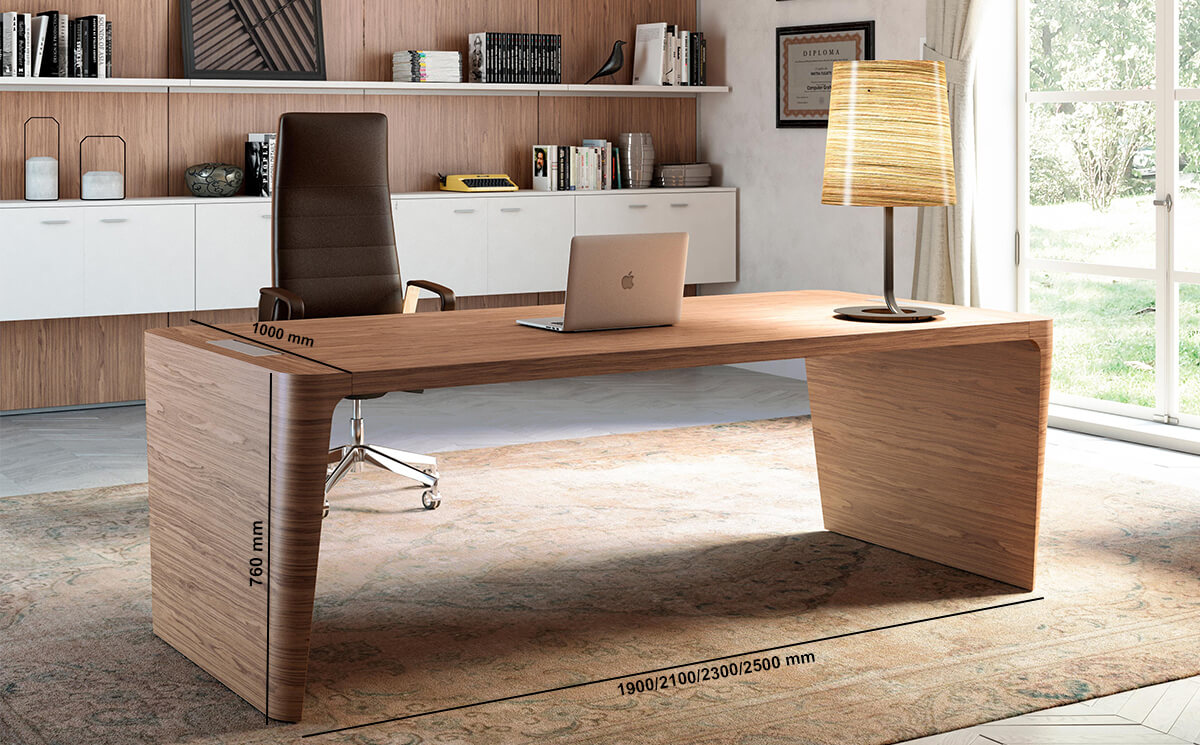 Henry 1 – Wood Veneer Luxurious Executive Desk With Optional Return Pedestal, Modesty Panel And Leather Inlay Henry 1 – Wood Veneer Luxurious Executive Desk With Optional Return Pedestal, Modesty Panel And Leather Inlay