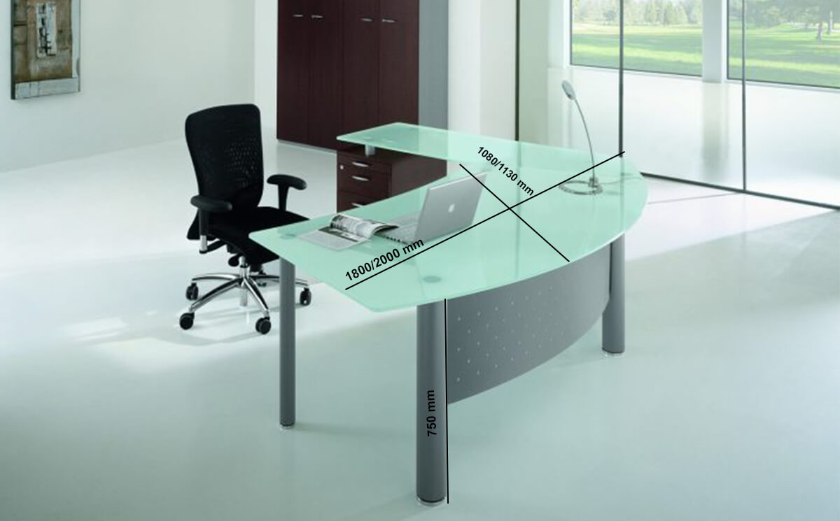 Jenny 2 – Glass Top Radial Corner Desk With Optional Return Jenny 2 – Glass Top Radial Corner Desk With Optional Return