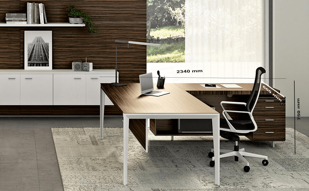 Size With Credenza Unit Buono 1 Sleek Executive Desk In Wood Veneer Size With Credenza Unit Buono 1 Sleek Executive Desk In Wood Veneer