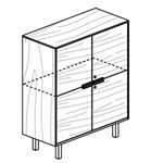 L1024 x D460 x H1249 (2 Pair of Melamine/Lacquered Doors, 2 Fixed Shelves)