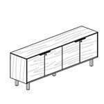 L2024 x D460 x H737 (2 Pair of Melamine/Lacquered Doors, without Shelves)