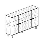 L2024 x D460 x H1249 (4 Pair of Melamine/Lacquered Doors, 2 Fixed Shelves)