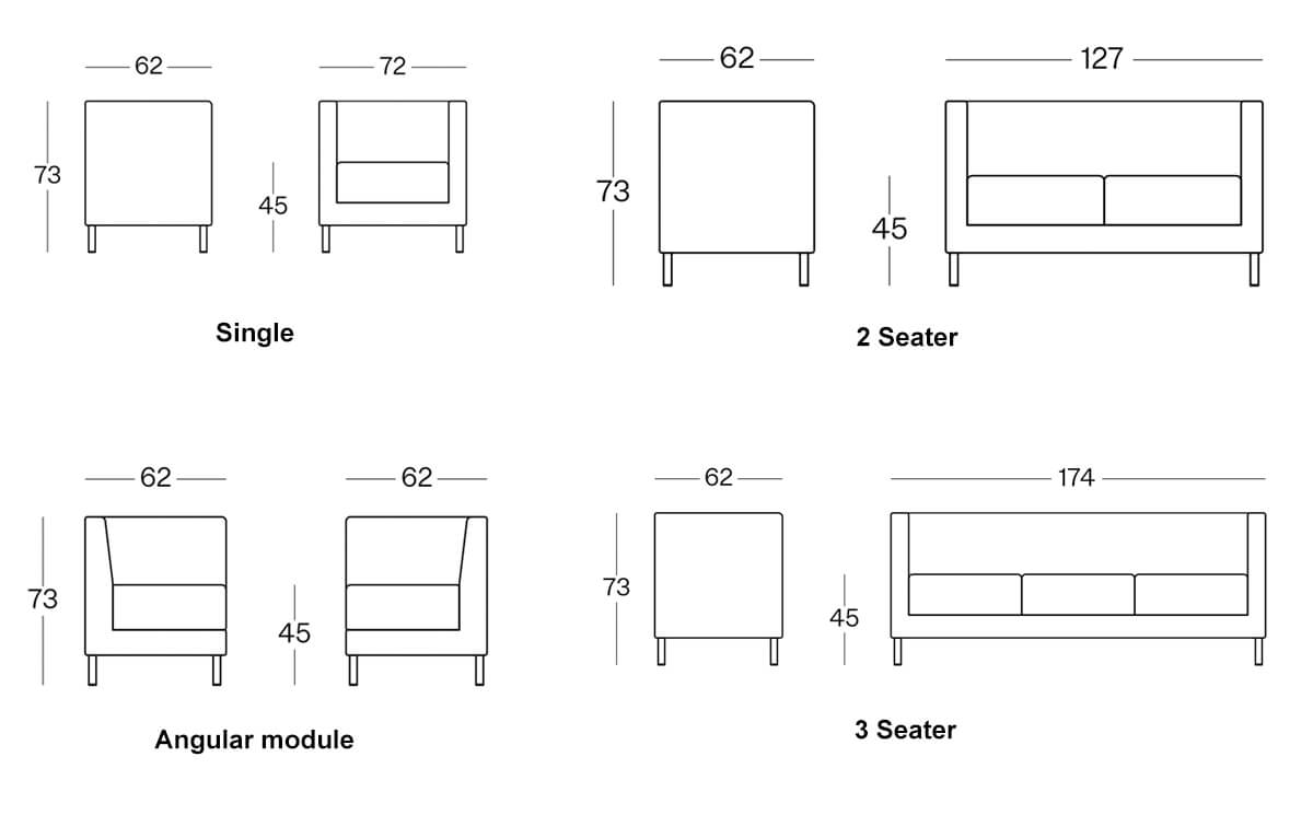 Size Modern Sofas Size Modern Sofas