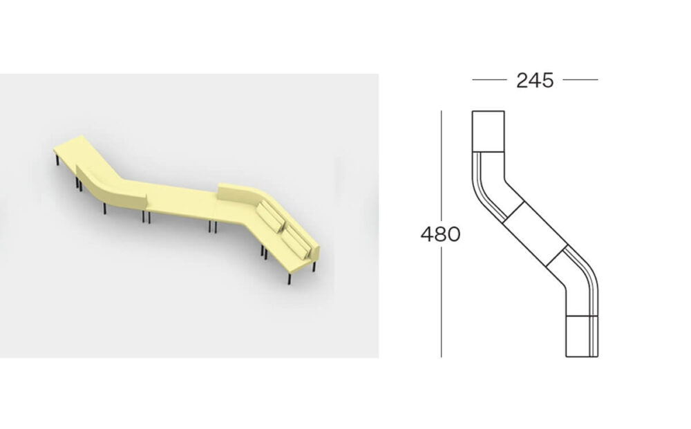 Size (lineare 2) Tour Modular Seating Sofa