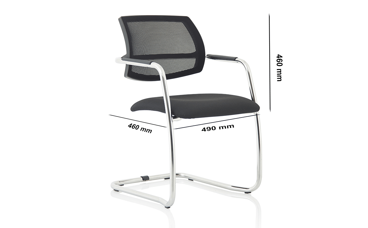 Size Calix Black Mesh Cantilever Visitor Chair Size Calix Black Mesh Cantilever Visitor Chair