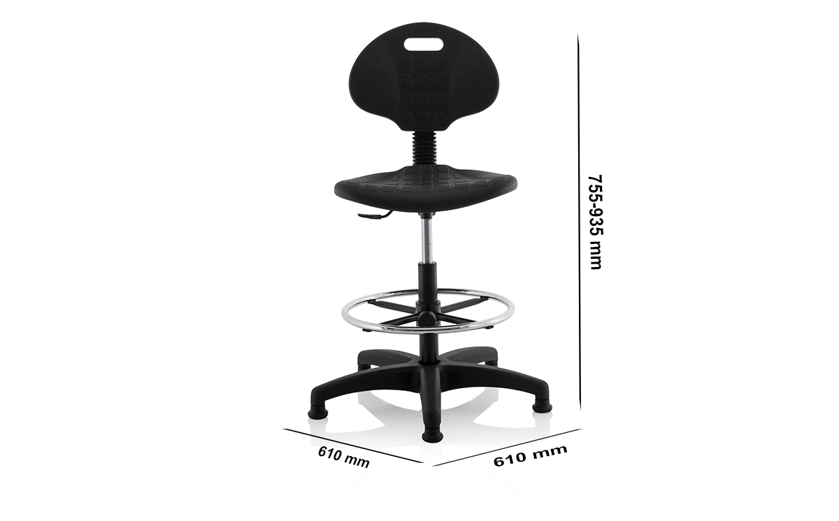 Size Stella Black Polyurethane Operator Chair Without Arms Size Stella Black Polyurethane Operator Chair Without Arms
