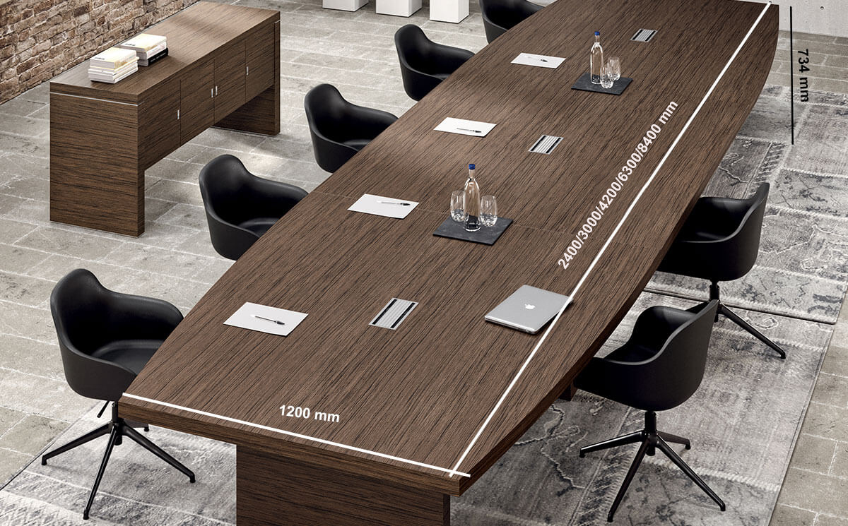 Alcee 2 Barrel Shaped Meeting Room Table With Slab Legs Or Trumpet Base Alcee 2 Barrel Shaped Meeting Room Table With Slab Legs Or Trumpet Base