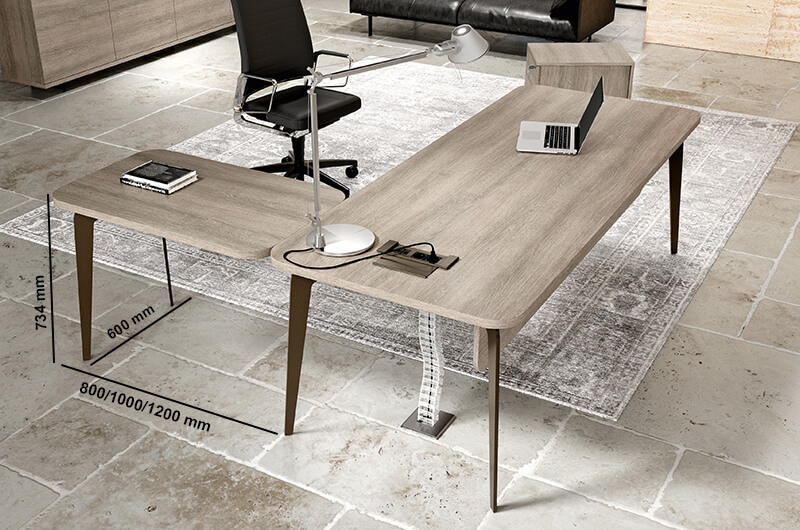Aletta 1 – Wood Finish Executive Desk With Metal Legs With Wood Finish Cover And Optional Return 01 Aletta 1 – Wood Finish Executive Desk With Metal Legs With Wood Finish Cover And Optional Return 01