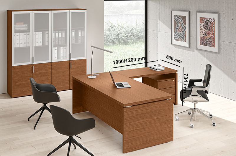 Bravvo – Executive Desk In Panel Legs Giada With Optional Return, Modesty & Credenza Unit 01 Bravvo – Executive Desk In Panel Legs Giada With Optional Return, Modesty & Credenza Unit 01