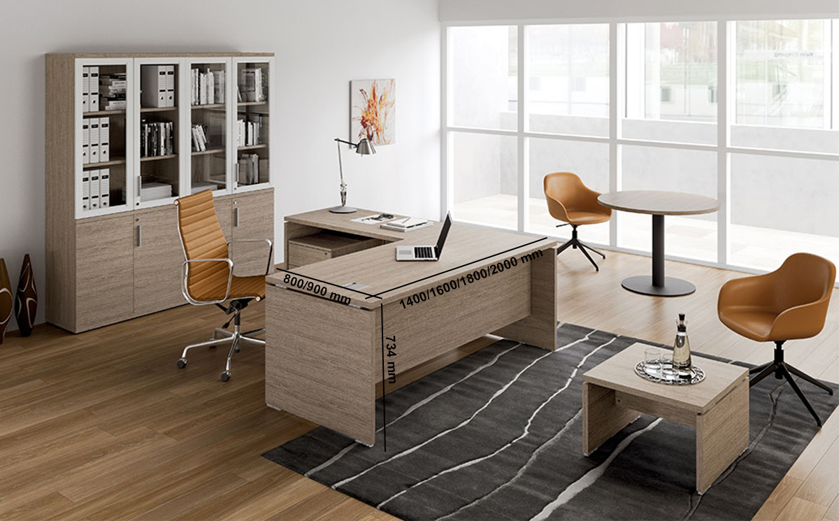 Amo – Slab Legs Executive Desk With Modesty Panel And Optional Return Amo – Slab Legs Executive Desk With Modesty Panel And Optional Return