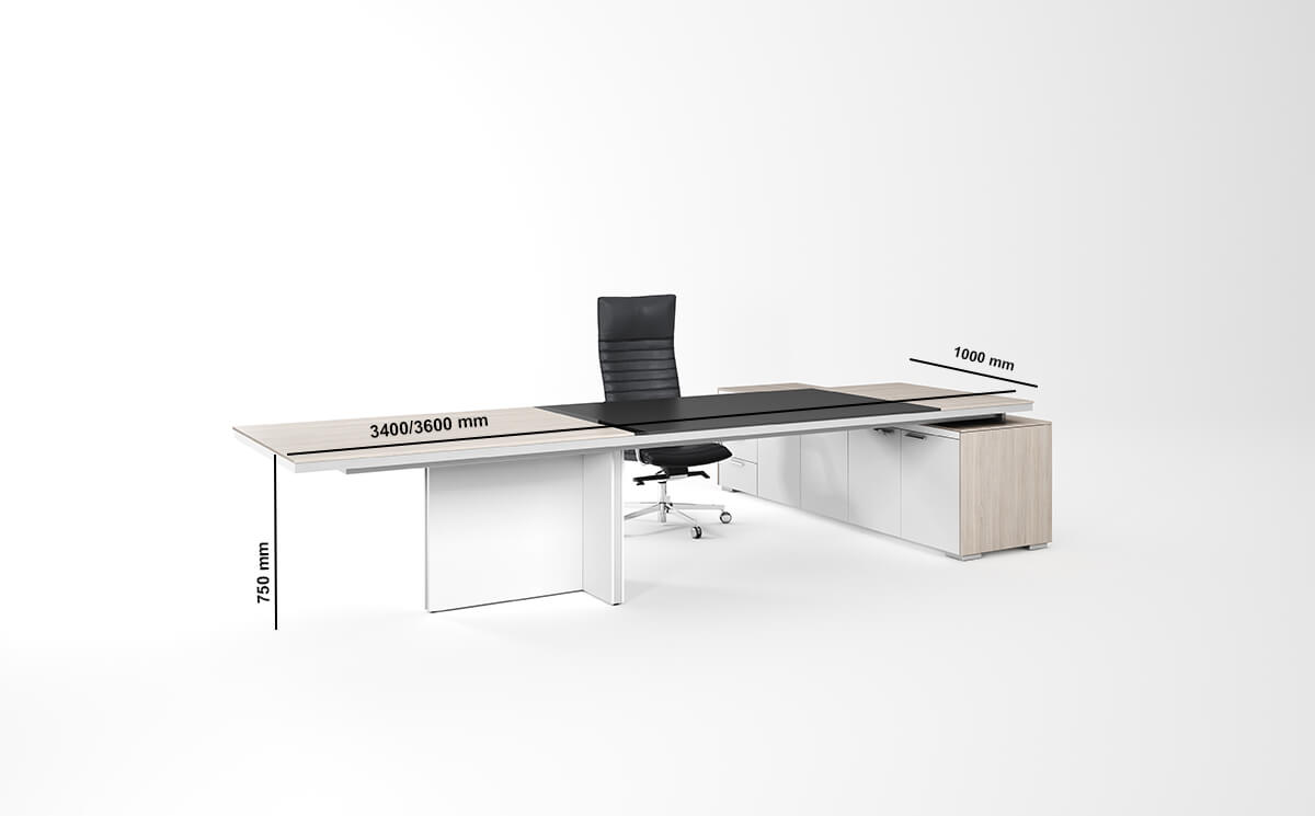 Pachai – Melamine Executive Desk With External Lag And Optional Credenza Pachai – Melamine Executive Desk With External Lag And Optional Credenza