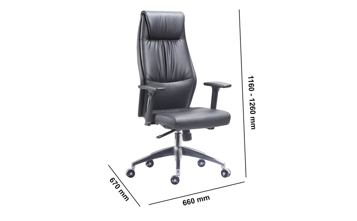 Madelaine Black Faux Leather High Back Executive Chair Dimenion Image Madelaine Black Faux Leather High Back Executive Chair Dimenion Image