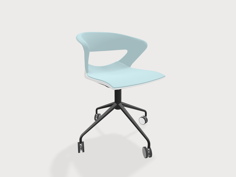 Owen 2 Stackable Swivel With Castors Leg Chair Black Frame