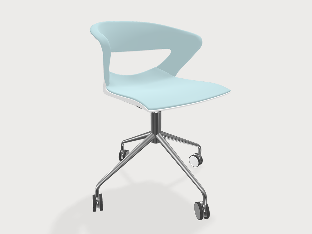 Owen 2 Stackable Swivel With Castors Leg Chair Chromed Frame
