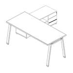 Carita 1 Desk With Credenza Unit 3 Drawer