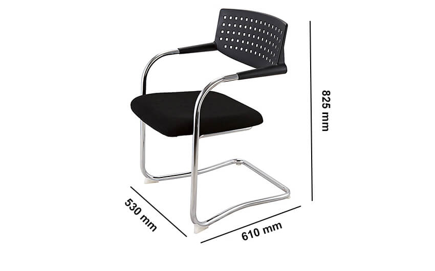 Macy Black Meeting Chair With Chrome Cantilever Frame Dimension Image Macy Black Meeting Chair With Chrome Cantilever Frame Dimension Image
