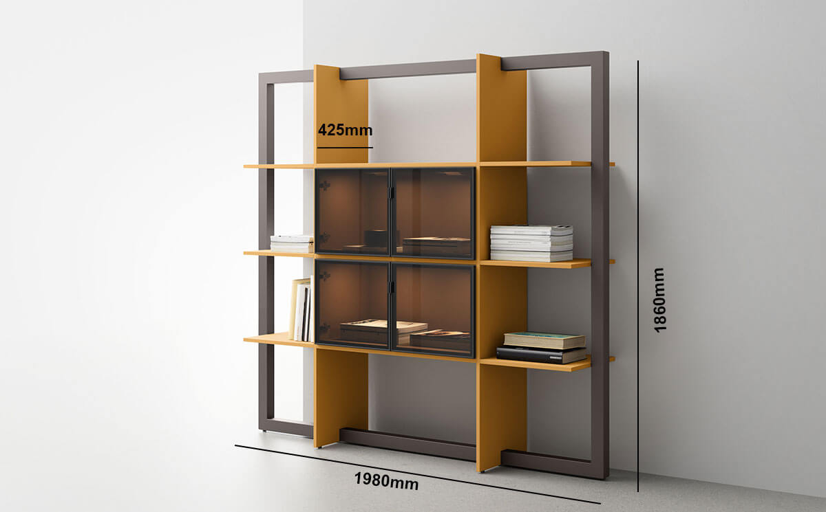Gianny 5 Bookcase With Open Element And Door Size Img Gianny 5 Bookcase With Open Element And Door Size Img