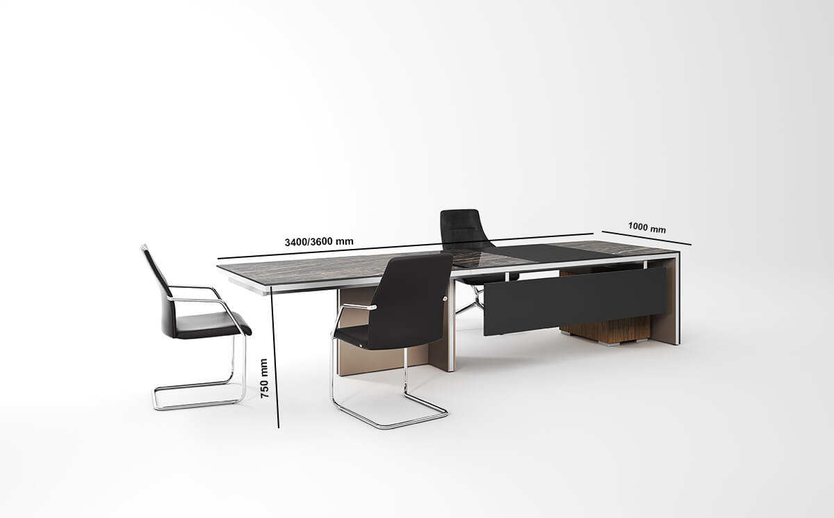 Pachai 3 – Polished Stone Executive Desk With External Lag And Optional Credenza Pachai 3 – Polished Stone Executive Desk With External Lag And Optional Credenza