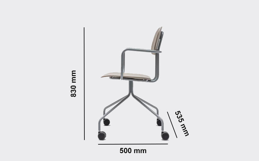 Raine – Operational Chair With Upholstered Seat And Optional Headrest Dimension Image Raine – Operational Chair With Upholstered Seat And Optional Headrest Dimension Image